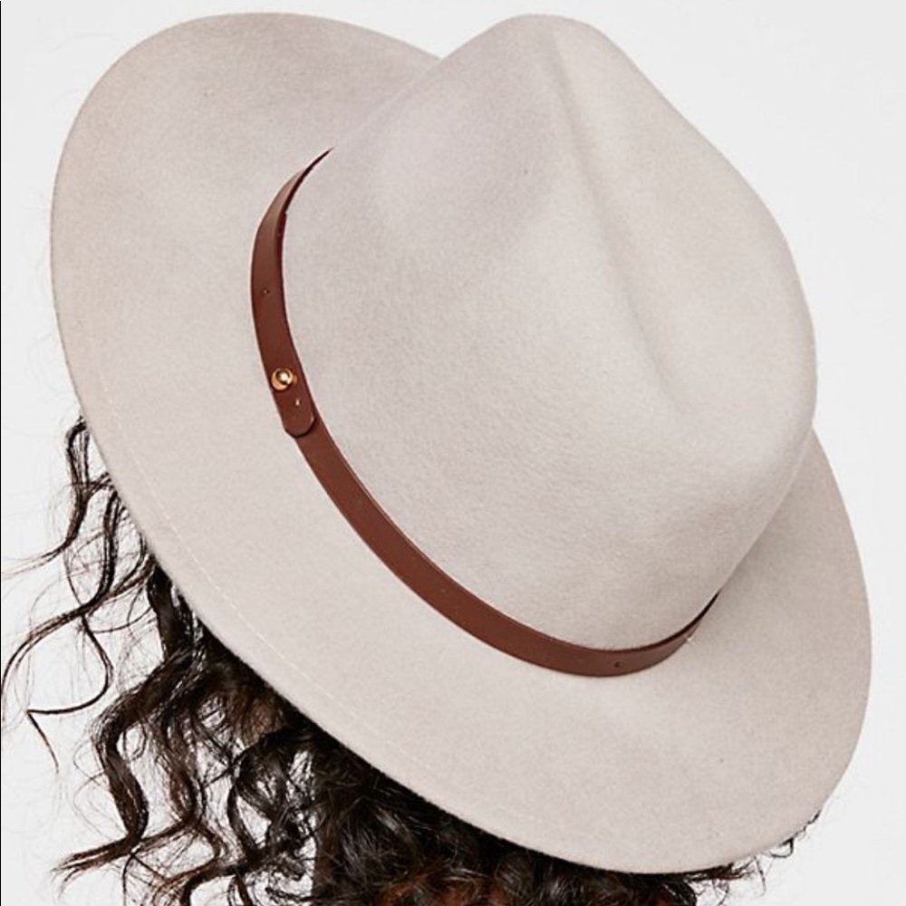 Free People Wythe Leather Band Felt Hat Fedora